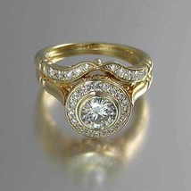 1.25ct Simulated Diamond Engagement Wedding Ring 14k Yellow Gold Plated Silver - £79.82 GBP