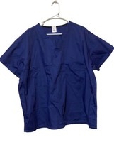 Dickies Womens Scrub Top Blue Large V Neck Short Sleeve Pockets Medical Pullover - £11.65 GBP