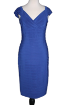 Scarlett Nite Size 8 Cobalt Blue Dress Cap Sleeve V-Neck Textured Midi - £17.70 GBP