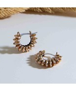 Bronze Ridged Huggie Hoops 17x5mm - $744.75 MXN