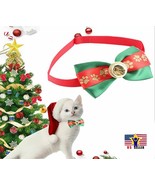 Christmas Dog Bell Bow Ties Cat Collar Pet Necktie Bowtie Ribbon Leash H... - £5.23 GBP+