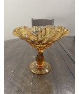 Vintage Fenton Thumbprint Footed Large Compote Ruffled Edge Amber 7.25” - €25,48 EUR
