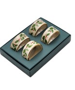 Lenox Holiday Holly Berry Napkin Rings Set Of 4 Original Box Vintage - $933.52 MXN