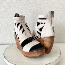 NEW Lane BECCA Wedges Sz 7 Whitewash Leather Shoes Heeled Sandals Wester... - $138.60