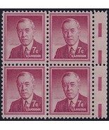 1040 - Miscut Gutter Snipe Error / EFO Block of 4 &quot;Woodrow Wilson&quot; Mint NH - $17.76 CAD