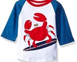 NWT Mud Pie Boathouse Surfing Crab Boys Blue Raglan Shirt 4T/5T 4th of July - £10.27 GBP