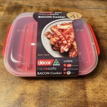 Microwave Bacon Cooker Tray (Red) With Lid Dishwasher Safe BPA Free - $9.90