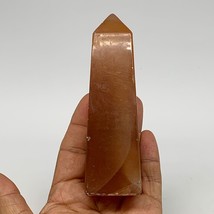 268.8g, 4.6&quot;x1.4&quot;, Honey Calcite Point Tower Obelisk Crystal @Pakistan, B26133 - £17.30 GBP