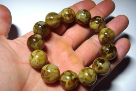 Amber bracelet Natural Baltic amber pressed round beads on  elastic - £110.44 GBP