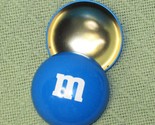 VINTAGE M&amp;M Candy 3&quot; BLUE ROUND METAL TIN CANDY HOLDER KEEPER CONTAINER HTF - $9.00