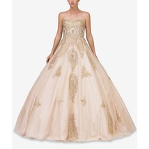 Dancing Queen Juniors Rhinestone Appliqué Gown, XL/Blush - $252.45