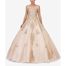 Dancing Queen Juniors Rhinestone Appliqué Gown, XL/Blush - £198.58 GBP