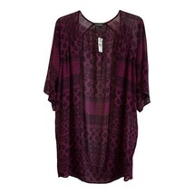 Express Womens Purple Tunic Cover Up Sheer Open Front 3/4 Sleeve Top Siz... - $17.81