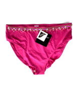 NEWPORT NEWS SWIM Bikini Bottoms PINK Jeweled High Waist Womens 14 Lycra... - $185.64 MXN