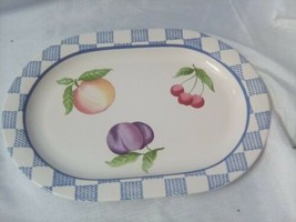 Pfaltzgraff Hopscotch Fruit Oval Platter 15&quot;x 10.5 Farmhouse Retired  1993 - $19.26