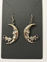 Vintage 925 CW Cow Jumping Over The Moon Earrings - £18.67 GBP