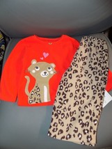 Carter&#39;s Fleece 2PC Pajama Set Orange/Leopard Print Size 18 Months Girl&#39;... - £15.33 GBP