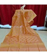 Banarsi Silk Peach Dupatta Chunni Scarf Party Wear - £50.05 GBP