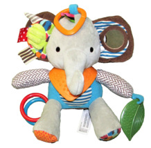 Pottery Barn Kids Skip Hop Elephant Rattle Baby Plush Stuffed Activity Toy 8.5&quot; - £6.41 GBP