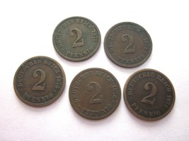 GERMAN EMPIRE ANTIQUE COINS 1874 1875 1874 1876 1875 DEUTSCHES 2 PHINNIG #978C - £11.92 GBP