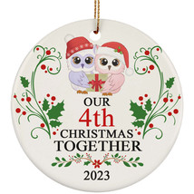 Funny Couple Owl Bird Ornament Christmas Gift 4th Wedding 4 Years Anniversary - £11.78 GBP