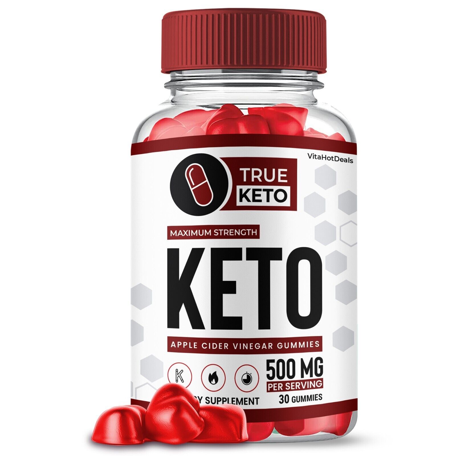 1 Pack True Keto ACV Gummies Apple Cider Vinegar Max Strength