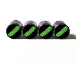 Cucumber Emoji Tire Valve Stem Caps - Black Aluminum - Set of Four - £12.56 GBP