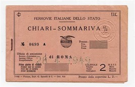 Chiari Sommariva Italian State Railways 1949 Ticket Booklet Punched Embossed - £14.02 GBP