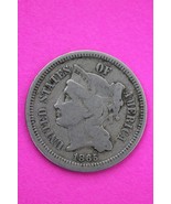 1865 Three 3 Cent Nickel Scarce Semi Key Date Type Coin Philadelphia Min... - $24.74 CAD
