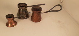 Vintage BrassTurkish Coffee Pots, Lot of Three, Handmade - £17.37 GBP