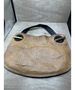 Devi Kroell Womens Brown Leather Handle Bag W/2 Tone Strap &amp; Metal Bar $... - $39.55