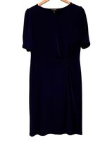 Roz &amp; Ali Shift Dress Short Sleeves Size Medium Navy Blue Knotted Dressy... - $28.46