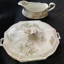 Ridgways Royal Semi Porcelain Oval Serving Dish With Lid &amp; Gravy Boat En... - $17.46