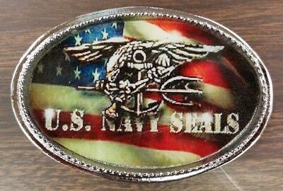 Primary image for NAVY SEALS/ US Flag Epoxy Belt Buckle - NEW