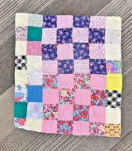 Vintage Handmade Doll Teddybear Patchwork Quilt Florals Lots of Pink 20 ... - $18.32