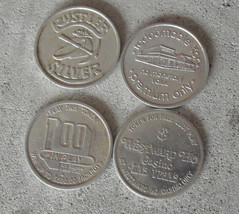 Lot of 4 Vintage Aluminum Tokens Westward Ho Casino and Rustler&#39;s Silver - £15.03 GBP