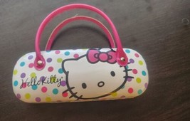 Sanrio Hello Kitty Hard Glasses Case Pink And White With Polka Dots Has Handles - £6.33 GBP