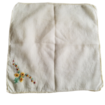 Vintage Hankie Embroidered Corner Sunflowers Yellow Floral Flowers Hanky Flowers - £7.12 GBP