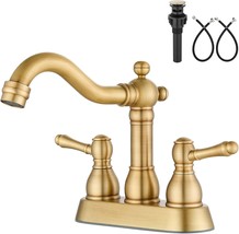 The Item Is An Antique Brass 4-Inch Centerset Bathroom Sink Faucet With Two - £49.63 GBP