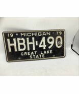 1979 Michigan Vintage Auto White/Black License Plate HBH 490 Craft Great... - $13.01 CAD