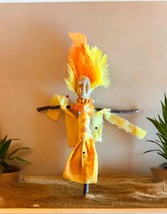 Creepy Voodoo Stick Doll  Witchcraft Hoodoo Doll Handmade Yellow Orange - £11.71 GBP