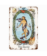 Tin Sign Of The World Tarot Card • Major Arcana Waite Cards Vintage Meta... - $51.31 CAD