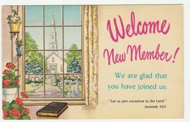 Vintage Postcard Sunday School Church Window Bible Florence McCurdy Unused 1950s - £7.00 GBP