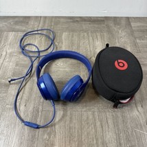 Beats By Dr Dre Solo HD Headphones Blue W/ Case &amp; Aux Cable Tested - $37.28