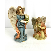 Set of 2 Hand Painted Porcelain Angels Cherubs Harp Holiday Decor - £15.86 GBP
