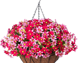 Artificial Hanging Flower Basket for Home Courtyard, Artificial Silk Chr... - $50.14