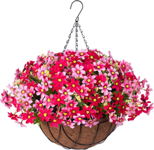 Artificial Hanging Flower Basket for Home Courtyard, Artificial Silk Chrysanthem - £40.07 GBP