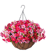Artificial Hanging Flower Basket for Home Courtyard, Artificial Silk Chr... - £40.02 GBP