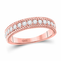 14kt Rose Gold Womens Round Diamond Rope Band Ring 1/2 Cttw - £638.56 GBP