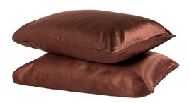 Two - Soft &quot;Silk~Y&quot; Satin / Sateen Pillow Case / Cover - Copper Brown (1 Pair) - £19.11 GBP